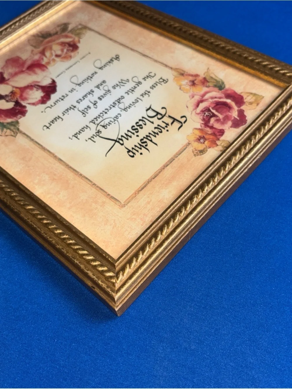 Vintage Friendship Blessing Frame Floral Print by Allison Chambers 2003 USA